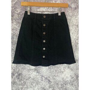 Mossimo Whimsy Goth Witchy Grunge Black Button Fly Jean Denim Short Skirt 00